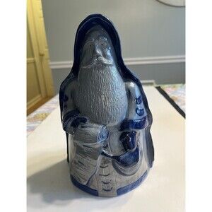 Eldreth Pottery 1998 Large Santa Father Christmas Salt Glazed Cobalt Blue Signed